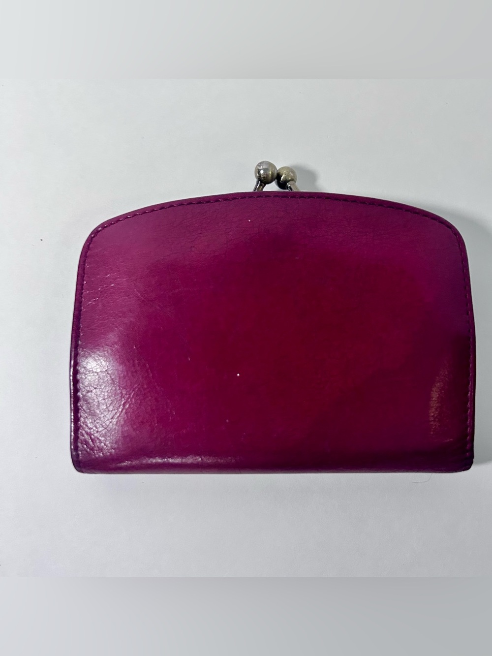 Hobo Kiss Lock Burgundy Leather Wallet Small